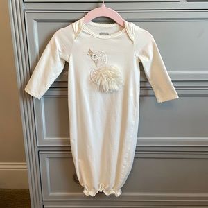 Mud Pie Ivory Swan Gown, 0-3 Months